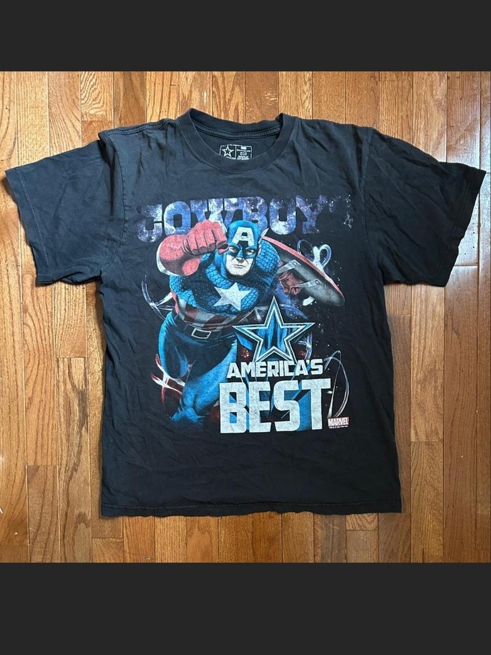 Team Apparel Black Captain America "America's Best" Graphic Tee